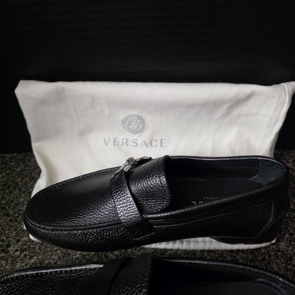 Versace Mens Black Leather Medusa Bit Loafers Slip On EU 40 Made In Italy - Picture 2 of 16